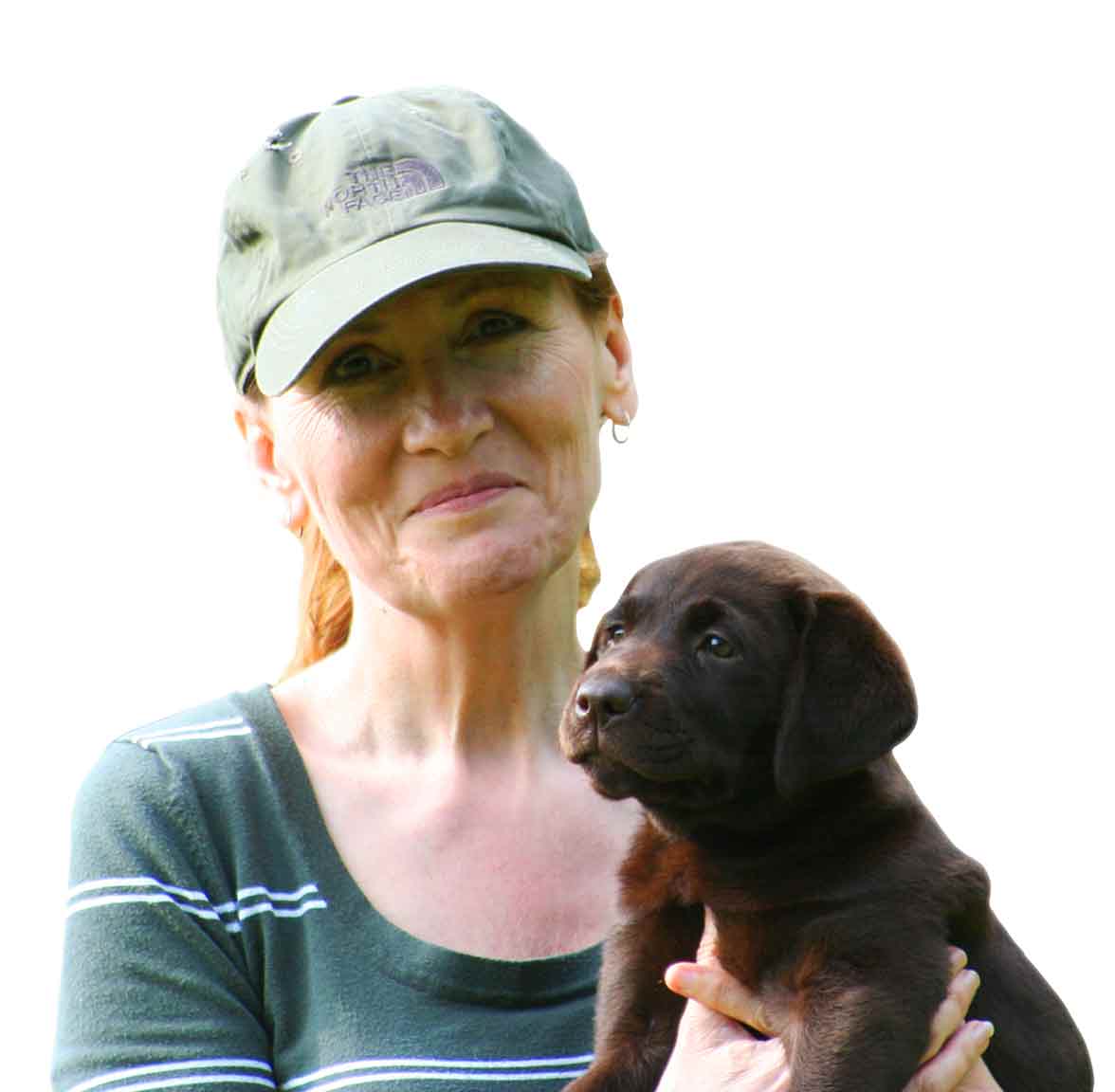 pippa mattinson and chocolate lab puppy